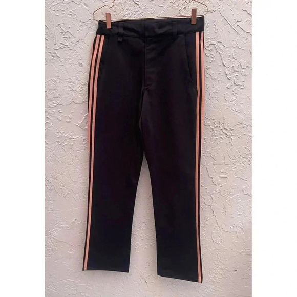 Adidas Nora Vasconcellos Womens Flat Front Athletic Pink Stripes Pants Black M - Picture 1 of 12